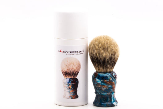 Shavemac |  Silvertip Badger Shave Brush With Blue & Copper Marbled Handle 4071-129
