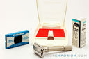 1965 K4 Gillette Slim Adjustable Safety Razor Nickel w/ Red Case & Blade Bank & Instructions