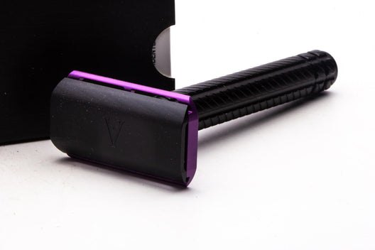 Ayslworth Razor | APEX-AL Double Edge Safety Razor -Jet Black Royal Purple Predator