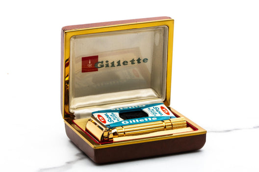 1953 Y1 Gillette Gold President Double Edge Safety Razor Set | Original Condition