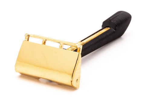 Gem Gold Push Button Single Edge Razor with Case