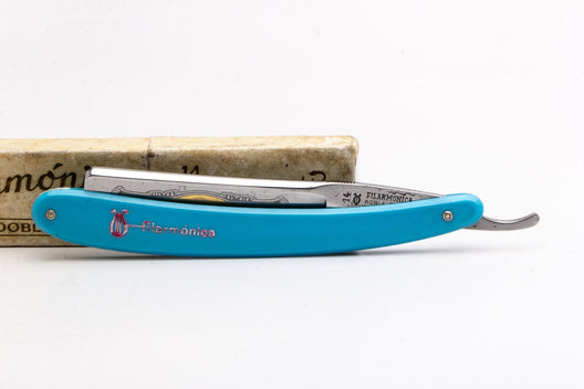 7/8" Filarmonica "Doble Temple" #14 Blue&Red Straight Razor w/ Coffin | Spain