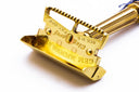 Gem 1940's Micromatic Gold Clog Pruf Single Edge Safety Razor w/ Brown Case and Blade Bank